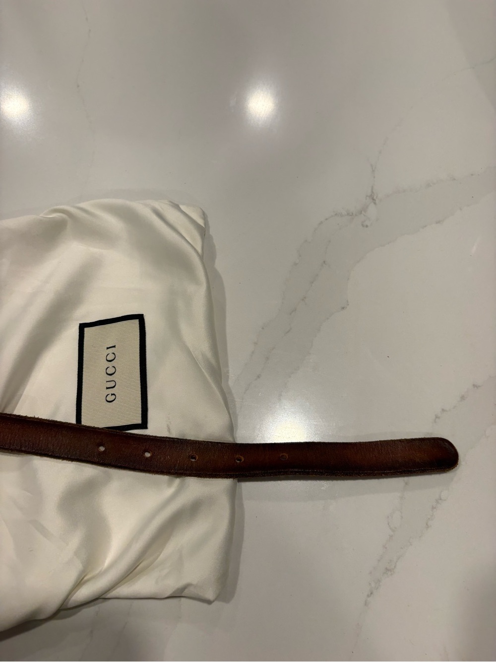 GUCCI
Brown Smooth Leather Double G Skinny Belt Size 85/34 - Picture 5 of 9